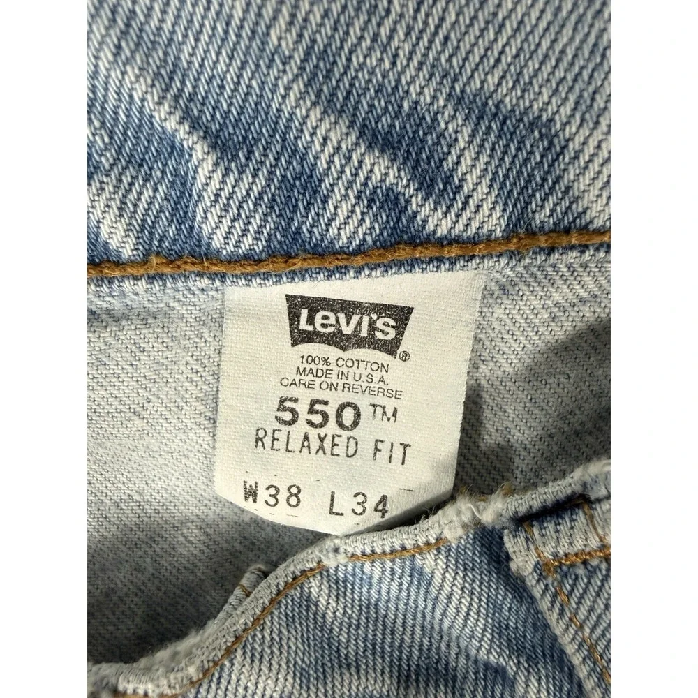 Levis 550 Jeans Mens 38x34 Relaxed Fit Straight Leg Made In USA 90's Light Wash
